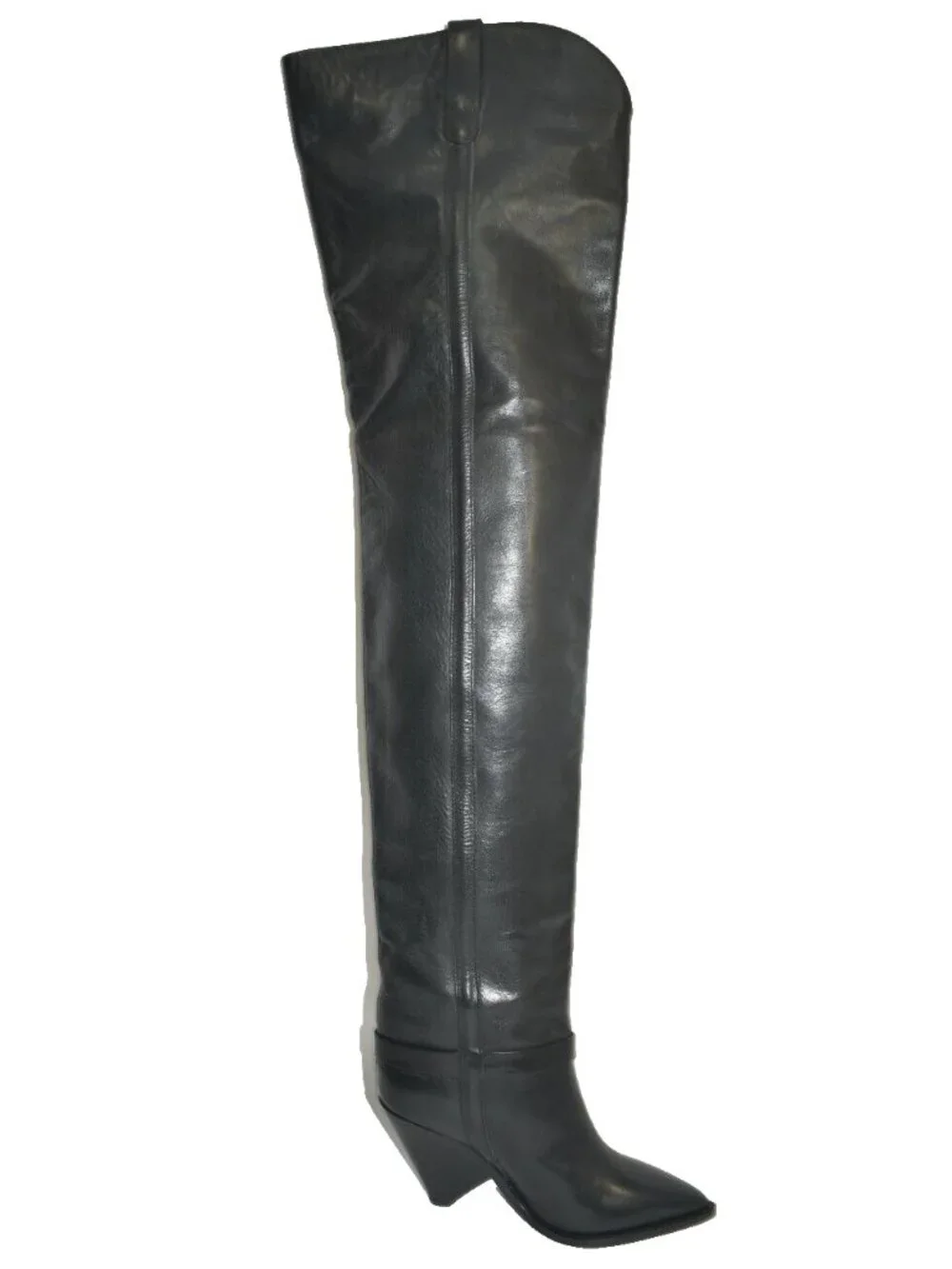 New! Isabel Marant Womens Black Lafsten 90MM Leather Thigh High Boots 36 6 DD38
